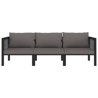 3-Seater Sofa with Cushions Anthracite Poly Rattan