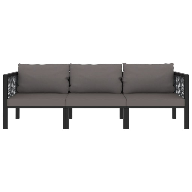 3-Seater Sofa with Cushions Anthracite Poly Rattan