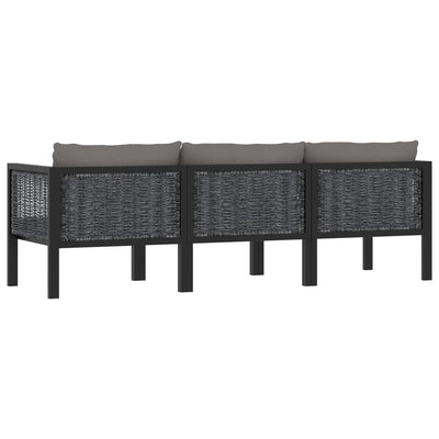 3-Seater Sofa with Cushions Anthracite Poly Rattan