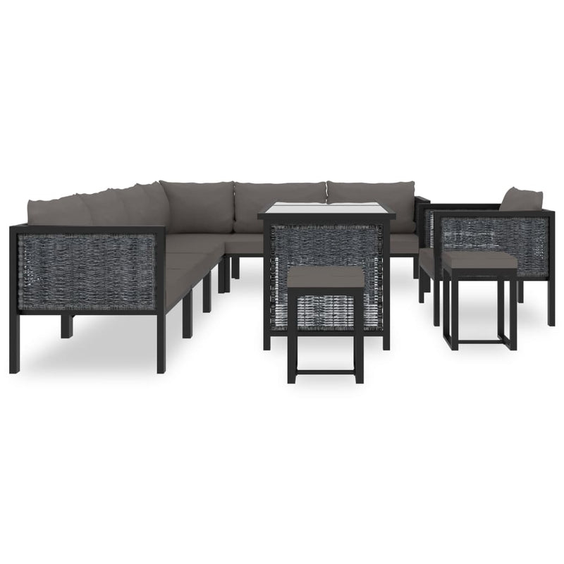 10 Piece Garden Lounge Set with Cushions Poly Rattan Anthracite