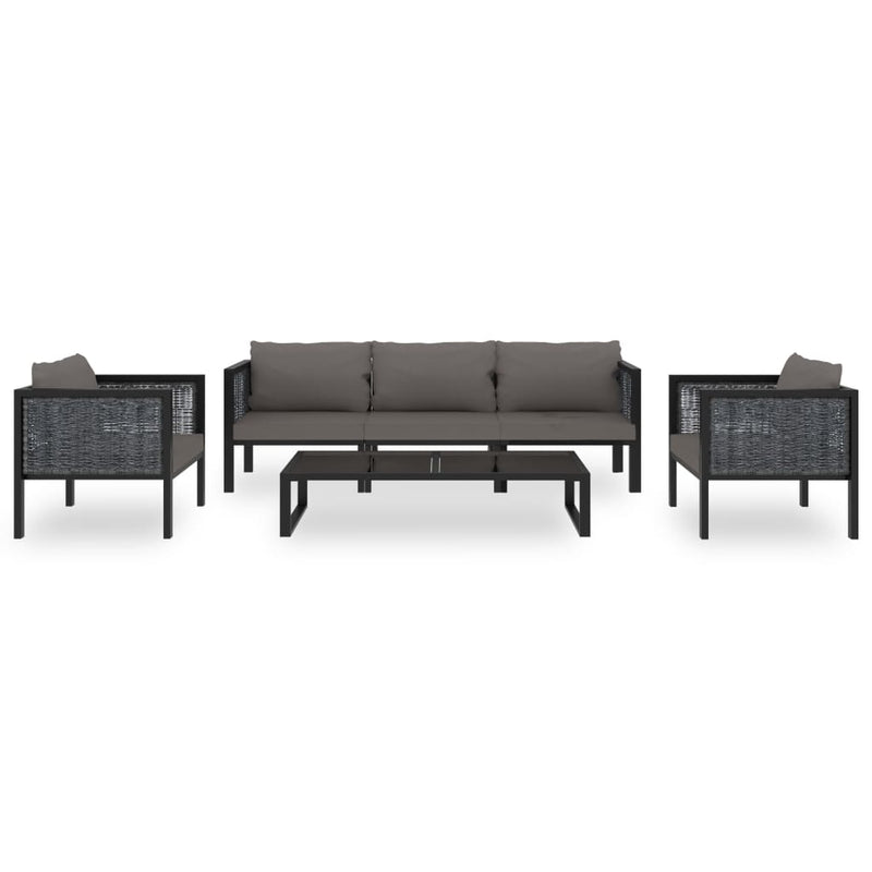 6 Piece Garden Lounge Set with Cushions Poly Rattan Anthracite