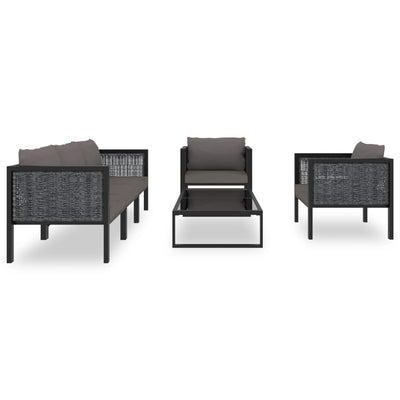 6 Piece Garden Lounge Set with Cushions Poly Rattan Anthracite