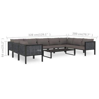 10 Piece Garden Lounge Set with Cushions Poly Rattan Anthracite