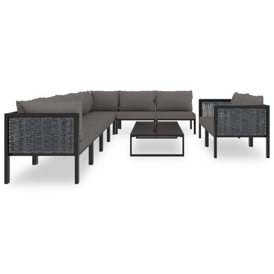 10 Piece Garden Lounge Set with Cushions Poly Rattan Anthracite