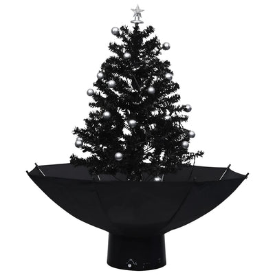 Snowing Christmas Tree with Umbrella Base Black 75 cm PVC