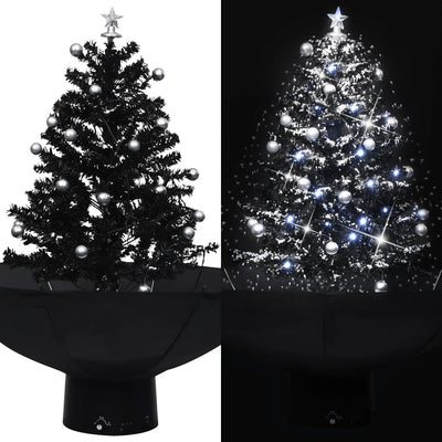 Snowing Christmas Tree with Umbrella Base Black 75 cm PVC