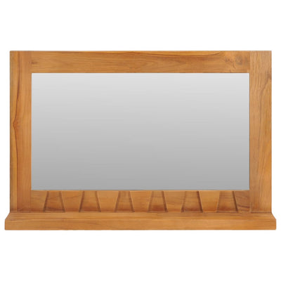 Wall Mirror with Shelf 60x12x40 cm Solid Teak Wood