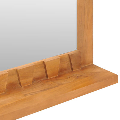 Wall Mirror with Shelf 60x12x40 cm Solid Teak Wood