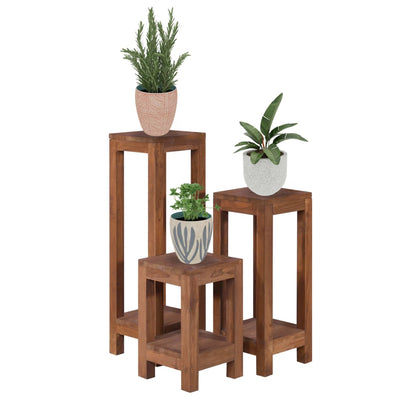 Plant Stands 3 pcs Solid Teak Wood