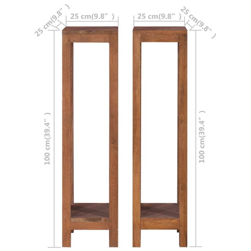 Plant Stands 2 pcs 25x25x100 cm Solid Teak Wood