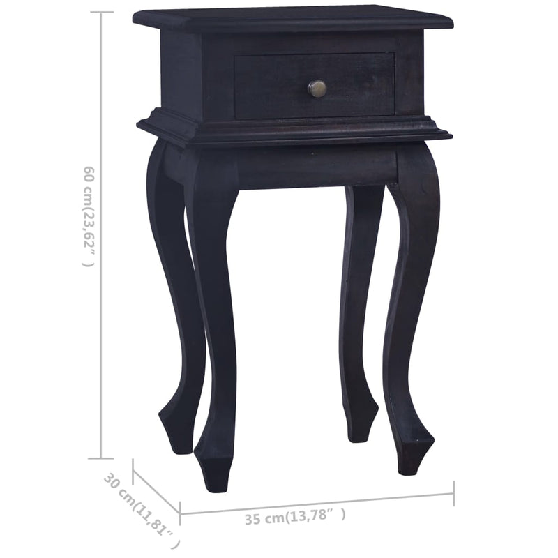 Bedside Table Light Black Coffee 35x30x60cm Solid Mahogany Wood