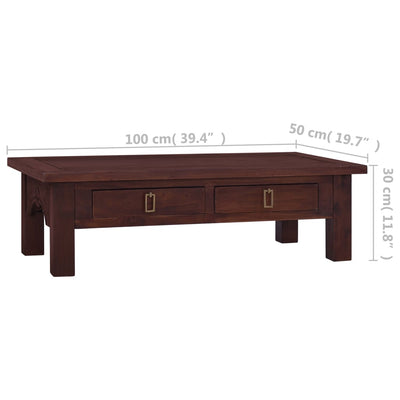 Coffee Table Classical Brown 100x50x30 cm Solid Mahogany Wood