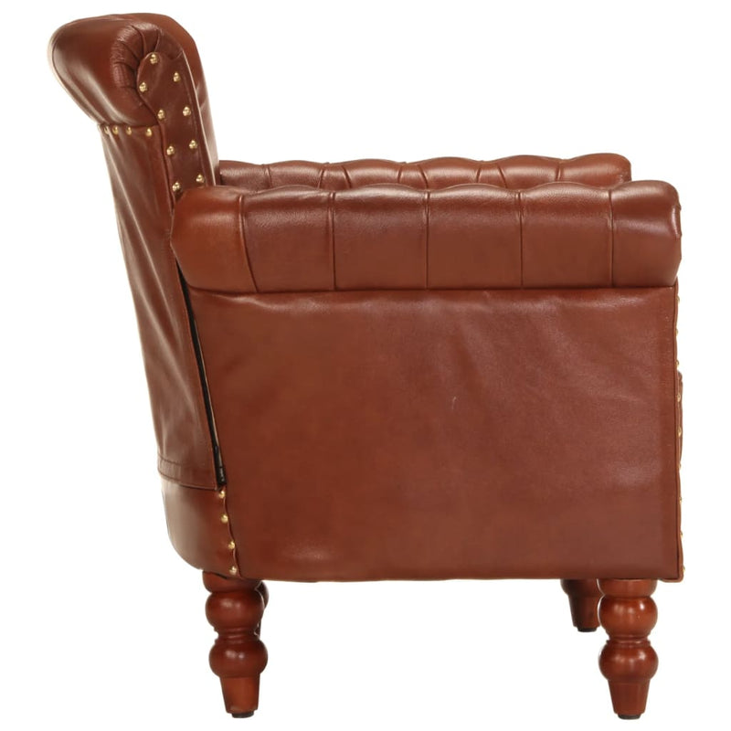 Armchair Brown Real Goat Leather