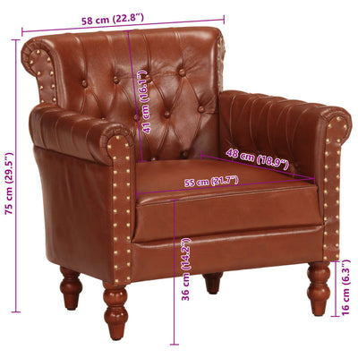 Armchair Brown Real Goat Leather