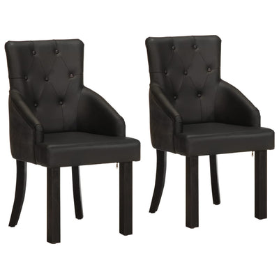 Dining Chairs 2 pcs Black Real Goat Leather