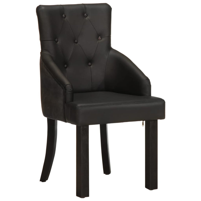 Dining Chairs 2 pcs Black Real Goat Leather