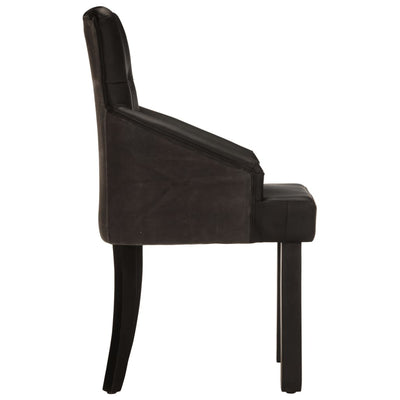 Dining Chairs 2 pcs Black Real Goat Leather