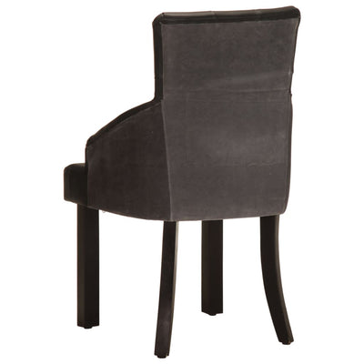 Dining Chairs 2 pcs Black Real Goat Leather