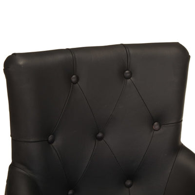 Dining Chairs 2 pcs Black Real Goat Leather