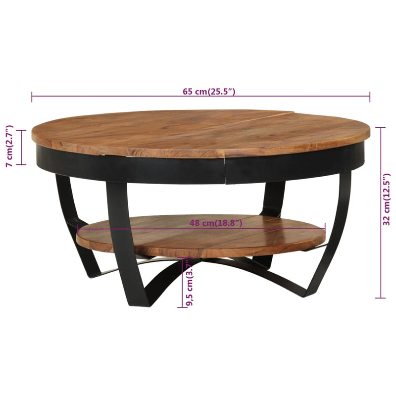 Coffee Table 65x65x32 cm Solid Acacia Wood