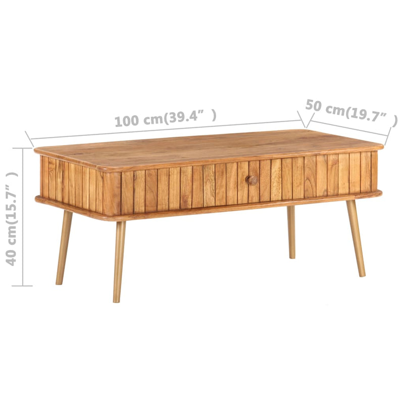 Coffee Table 100x50x40 cm Solid Acacia Wood