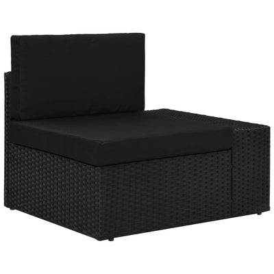 6 Piece Garden Lounge Set Poly Rattan Black