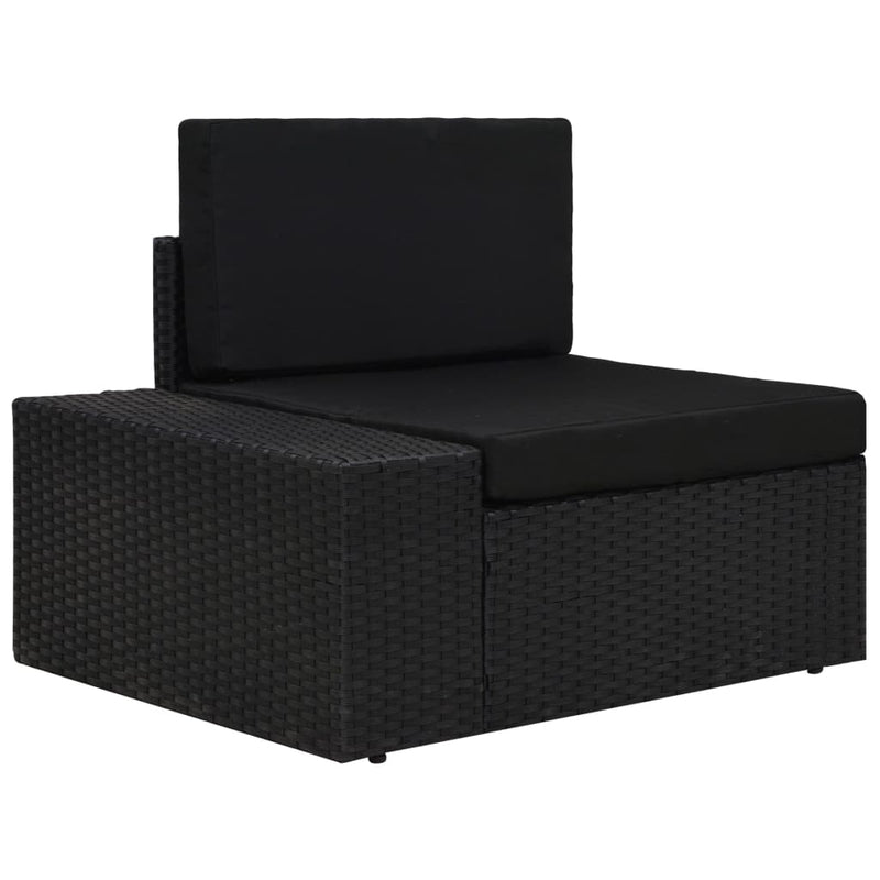 6 Piece Garden Lounge Set Poly Rattan Black