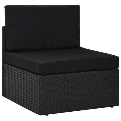 6 Piece Garden Lounge Set Poly Rattan Black