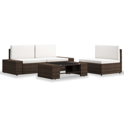 4 Piece Garden Lounge Set Poly Rattan Brown