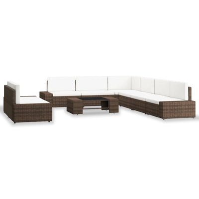 9 Piece Garden Lounge Set Poly Rattan Brown