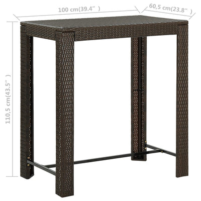 Garden Bar Table Brown 100x60.5x110.5 cm Poly Rattan