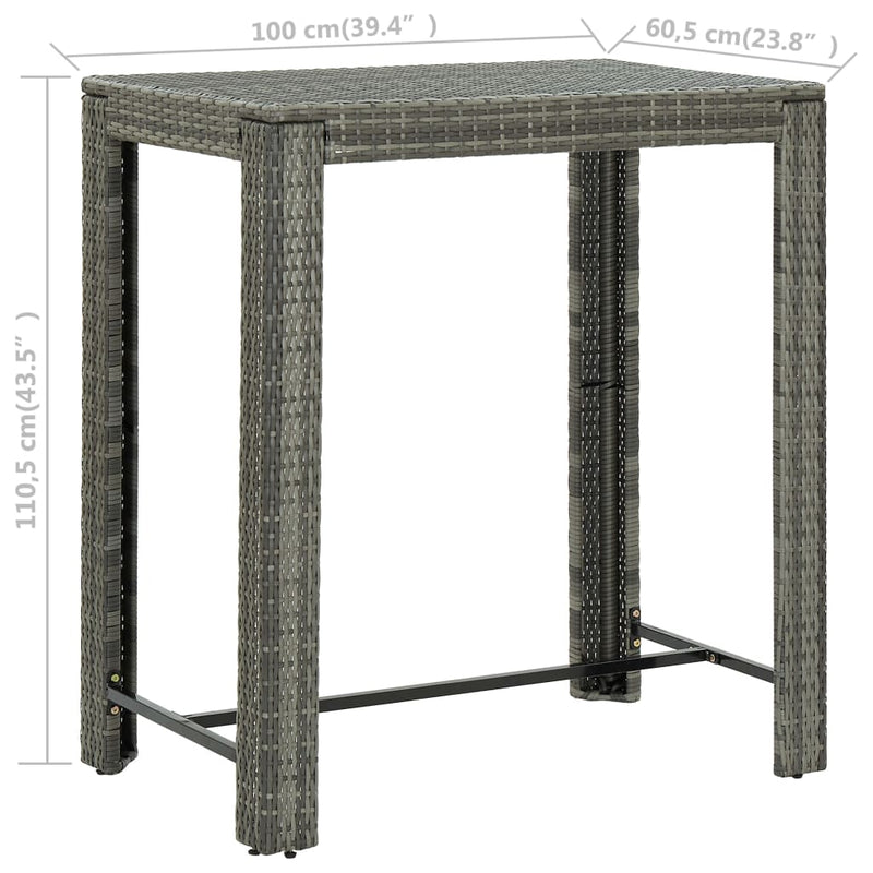 Garden Bar Table Grey 100x60.5x110.5 cm Poly Rattan