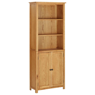 Bookcase with 2 Doors 70x30x180 cm Solid Oak Wood