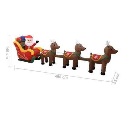 Christmas Inflatable Santa and Reindeer Decoration LED 490 cm