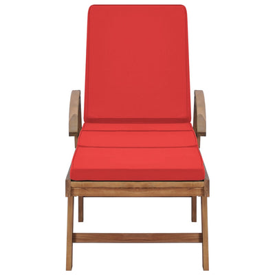 Sun Loungers with Cushions 2 pcs Solid Teak Wood Red