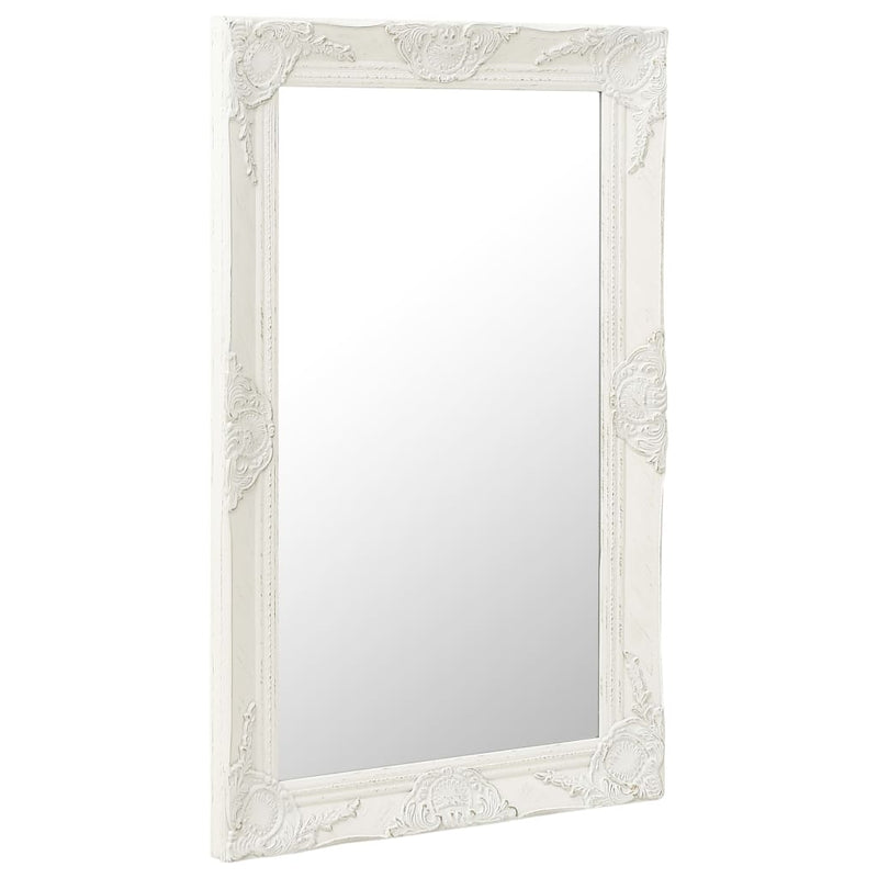 Wall Mirror Baroque Style 50x80 cm White