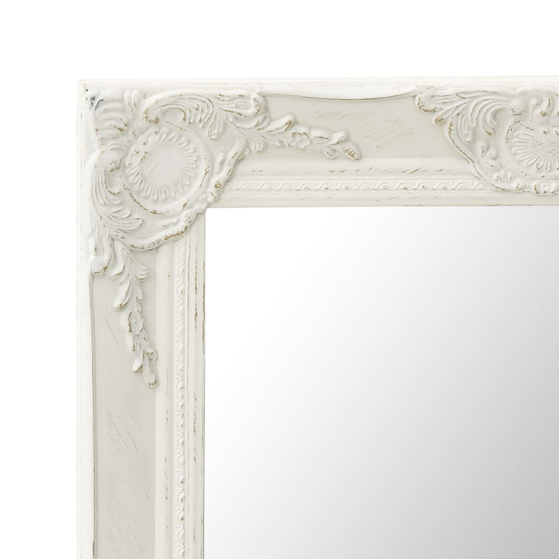 Wall Mirror Baroque Style 60x40 cm White