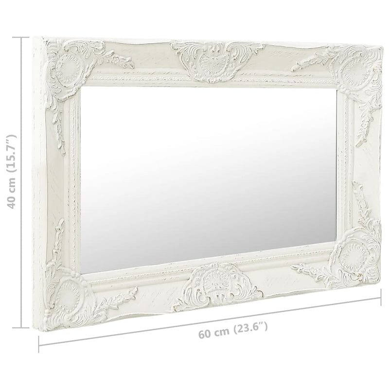 Wall Mirror Baroque Style 60x40 cm White