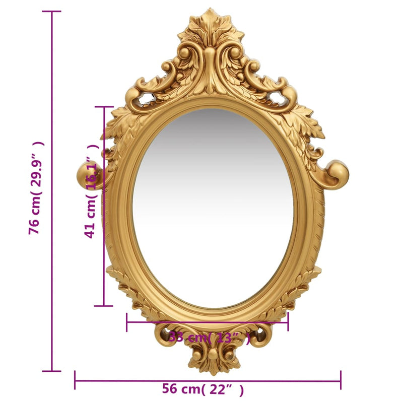 Wall Mirror Castle Style 56x76 cm Gold