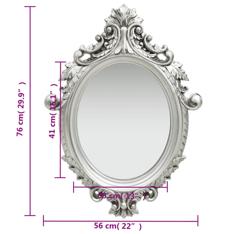 Wall Mirror Castle Style 56x76 cm Silver