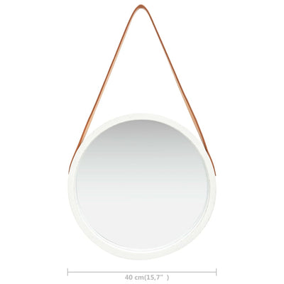 Wall Mirror with Strap 40 cm White