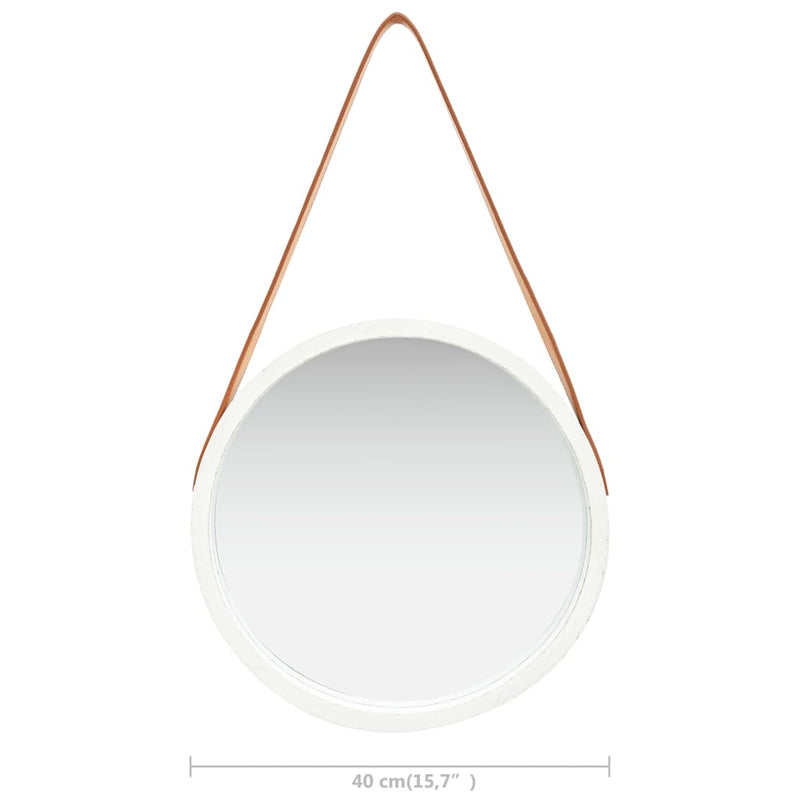 Wall Mirror with Strap 40 cm White