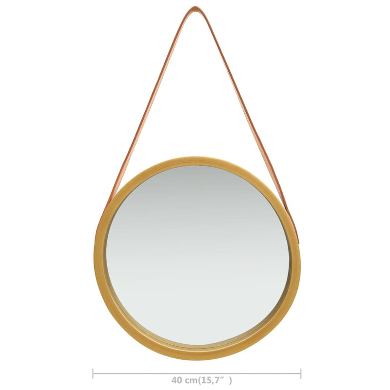 Wall Mirror with Strap 40 cm Gold