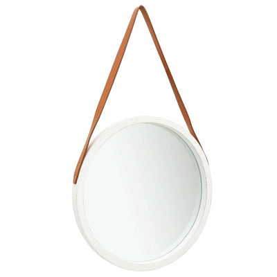 Wall Mirror with Strap 50 cm White