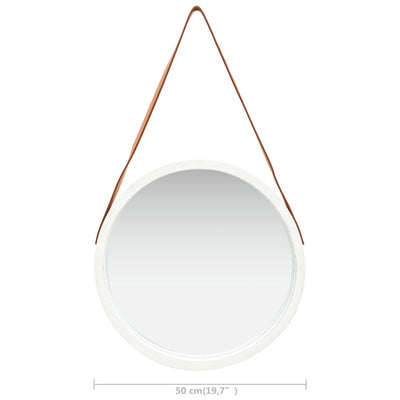 Wall Mirror with Strap 50 cm White