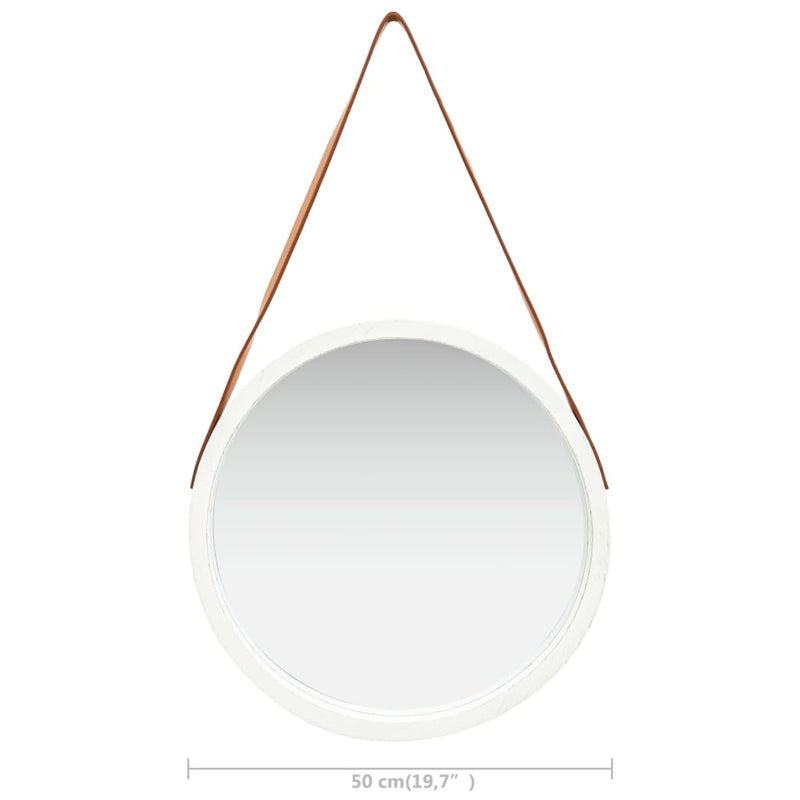 Wall Mirror with Strap 50 cm White