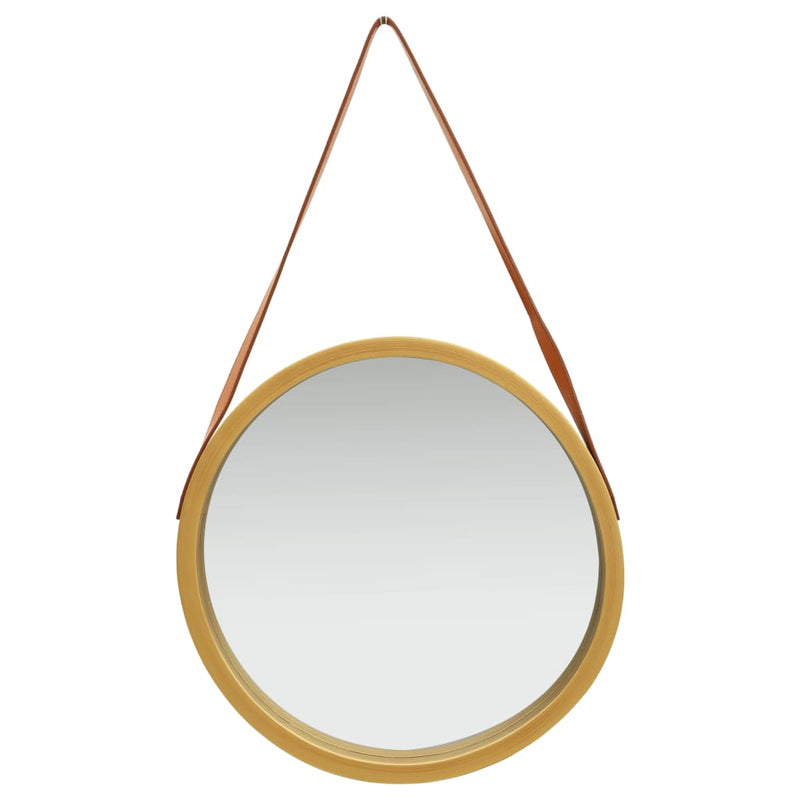 Wall Mirror with Strap 50 cm Gold