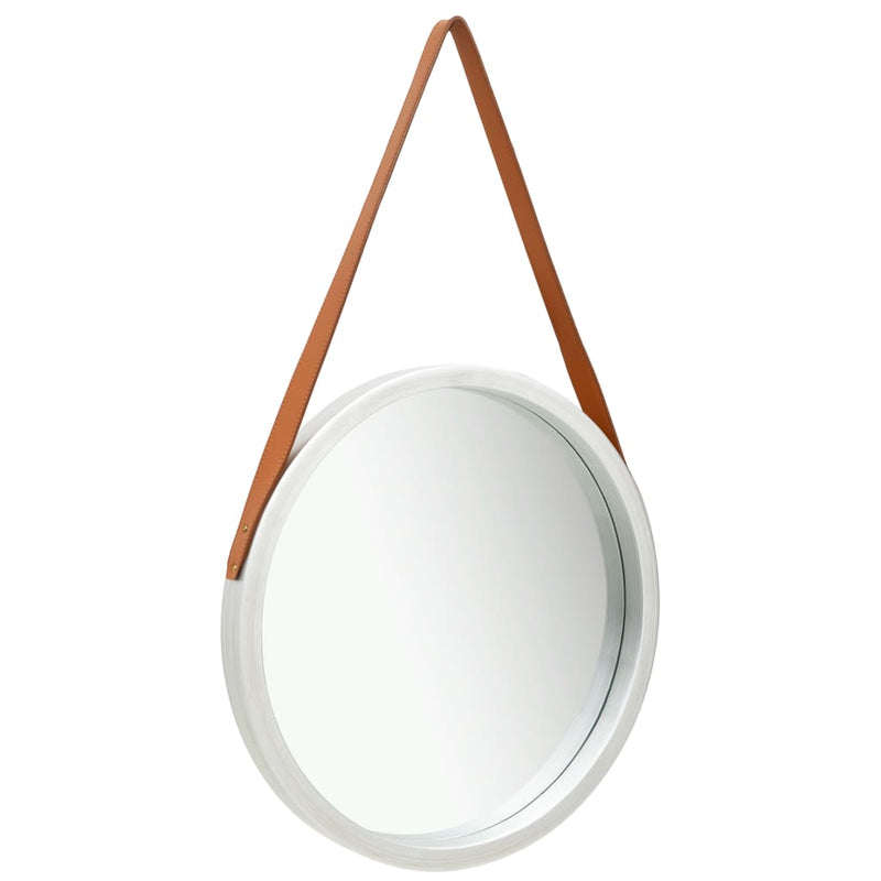 Wall Mirror with Strap 50 cm Silver