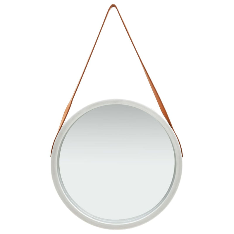 Wall Mirror with Strap 50 cm Silver