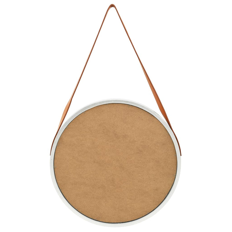 Wall Mirror with Strap 50 cm Silver